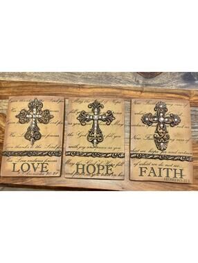 3 hanging plaques